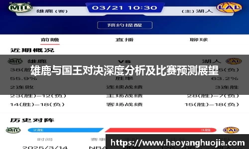 雄鹿与国王对决深度分析及比赛预测展望