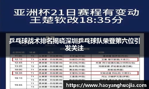 乒乓球战术排名揭晓深圳乒乓球队荣登第六位引发关注